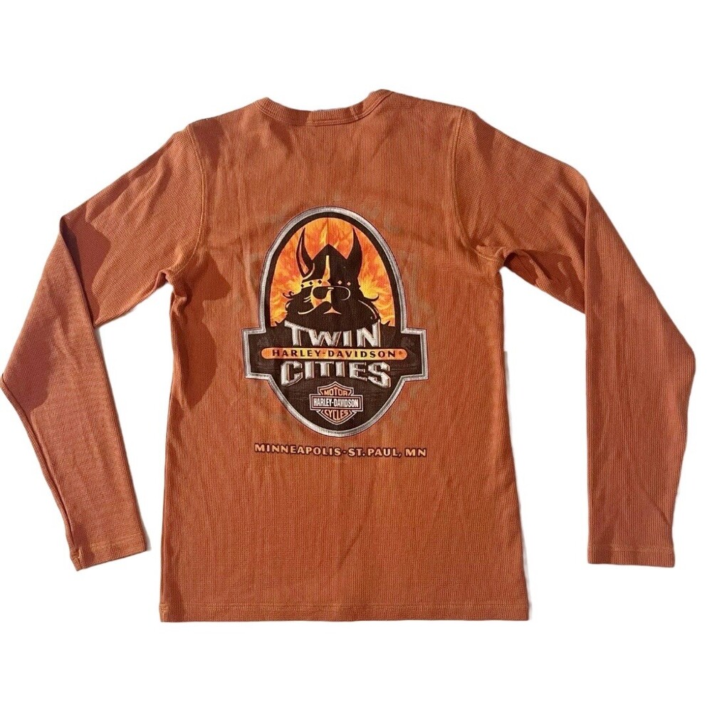 Vintage Harley Davidson Shirt Women Waffle Long Sleeve Thermal Y2k Minnesota